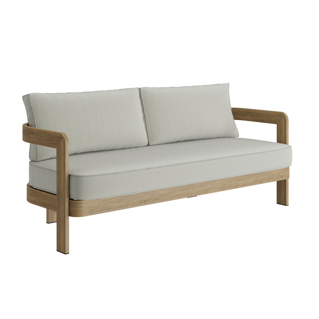 N3 Oak Three Seater Sofa Sage Twill