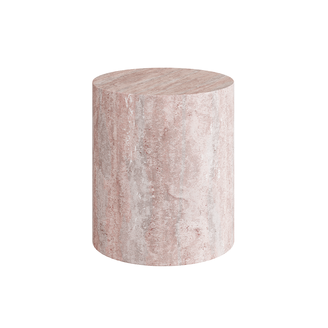 Porto Travertine Side Table, Red - Image 2