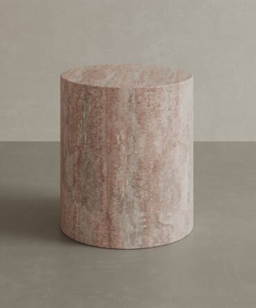 Porto Travertine Side Table, Red